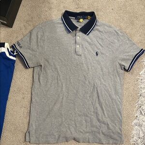 Polo by Ralph Lauren Gray and Blue Men's Polo Shirt